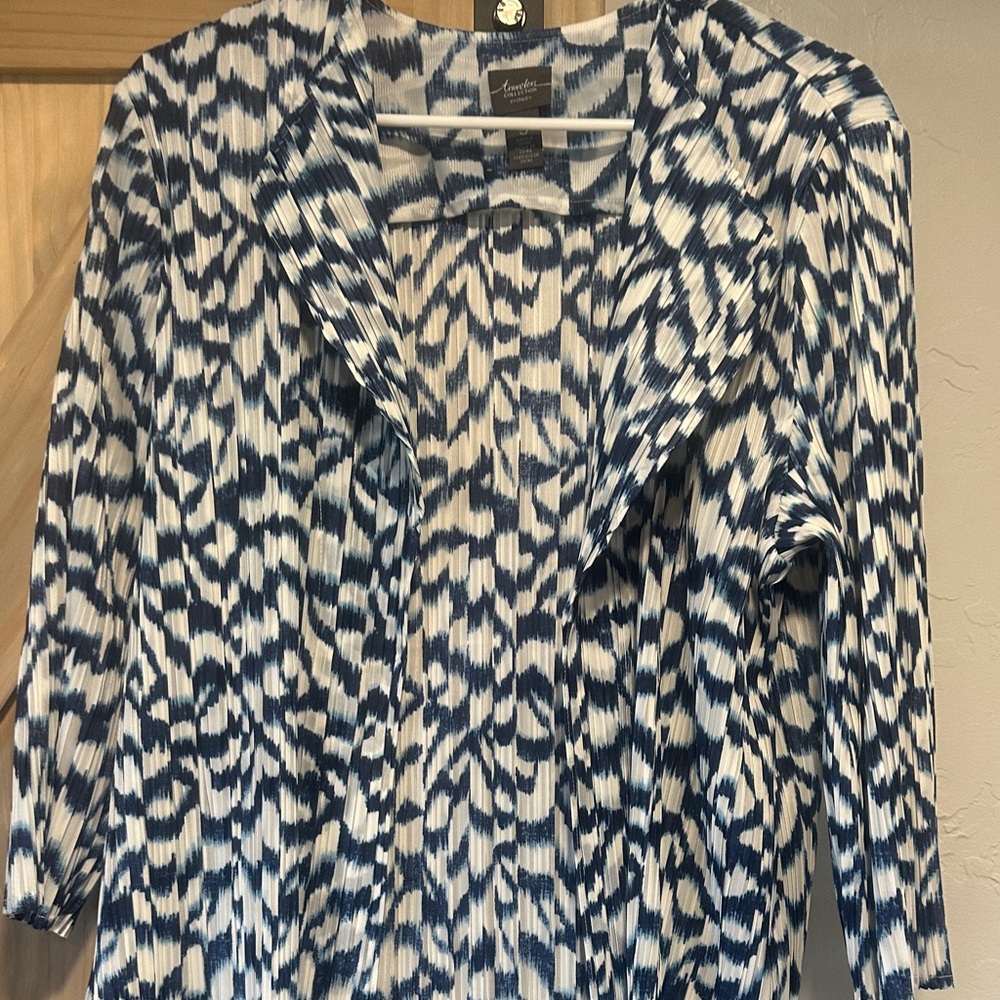 Chico's Blue and White Patterned Blouse